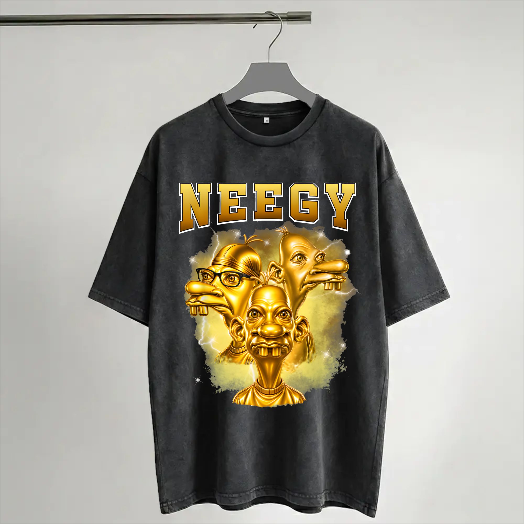 Street Fashion Gen Z - Kaos Harajuku Washed Shirt Golden Neegy
