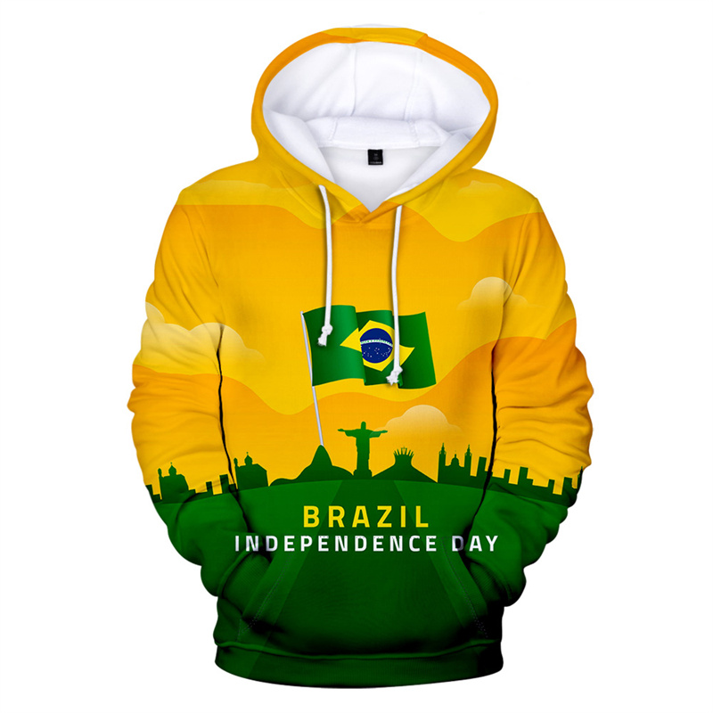 Street Fashion Brazil - Hoodie motif 3D Hari Kemerdekaan Brasil