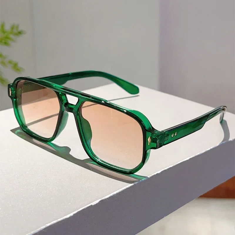 Street Fashion Glasses - Kacamata Hitam Persegi Double Bridge Vintage