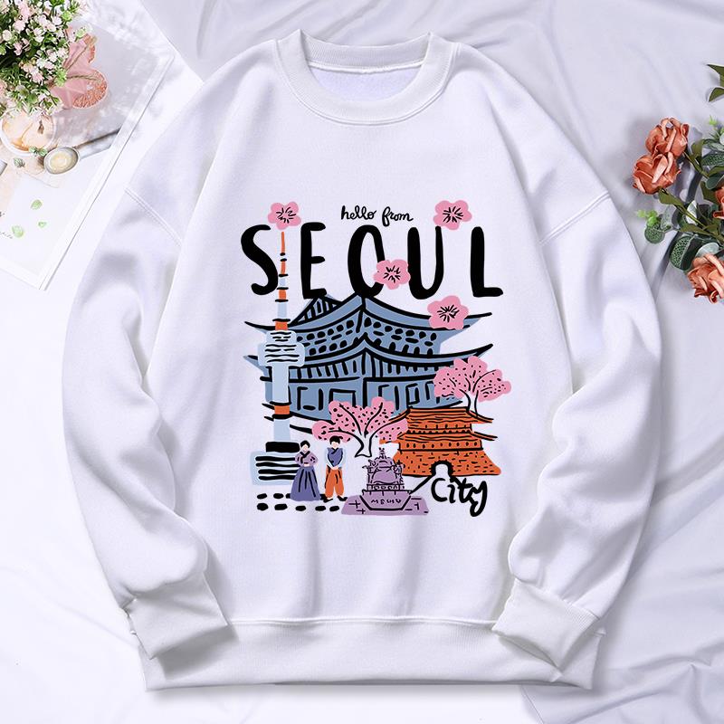 Street Fashion Of Seoul - Seoul Hoodie wanita, berkerudung kasual hangat
