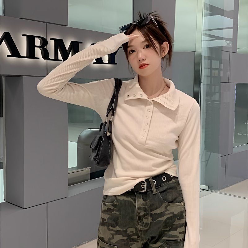 Street Fashion China Girl - Kaus Lengan Panjang Ramping Fashion Wanita