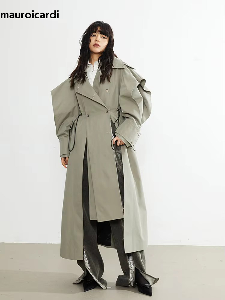 Street Fashion Runway - Mauroicardi mantel panjang kebesaran elegan, mantel