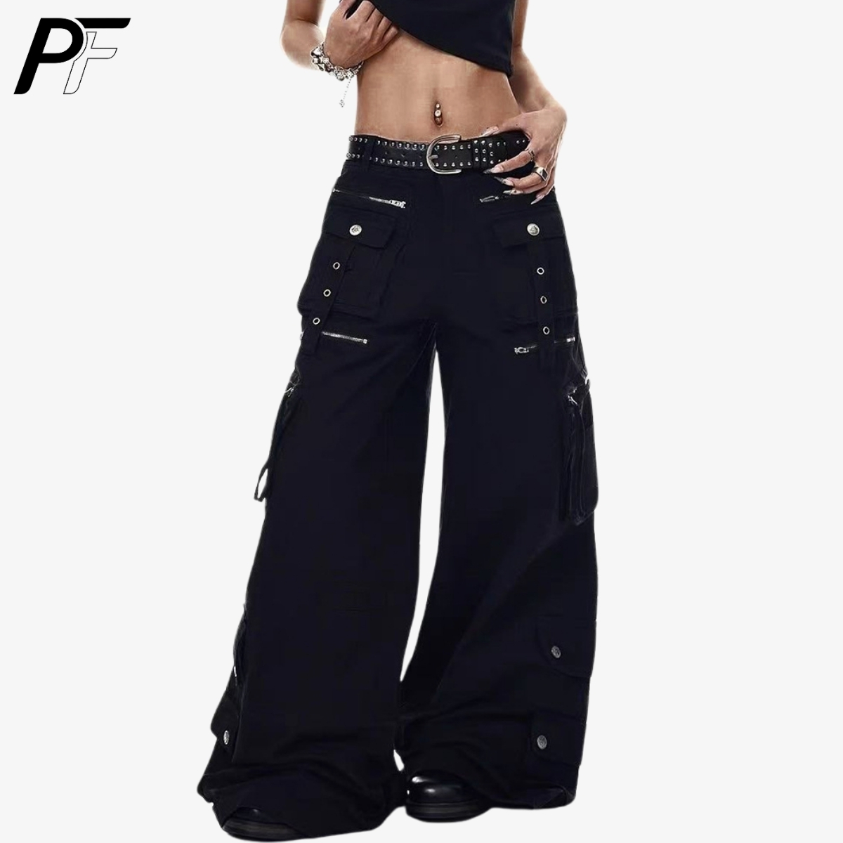 Cargo Pant Wide - Celana Cargo Grunge Techwear Model Kaki