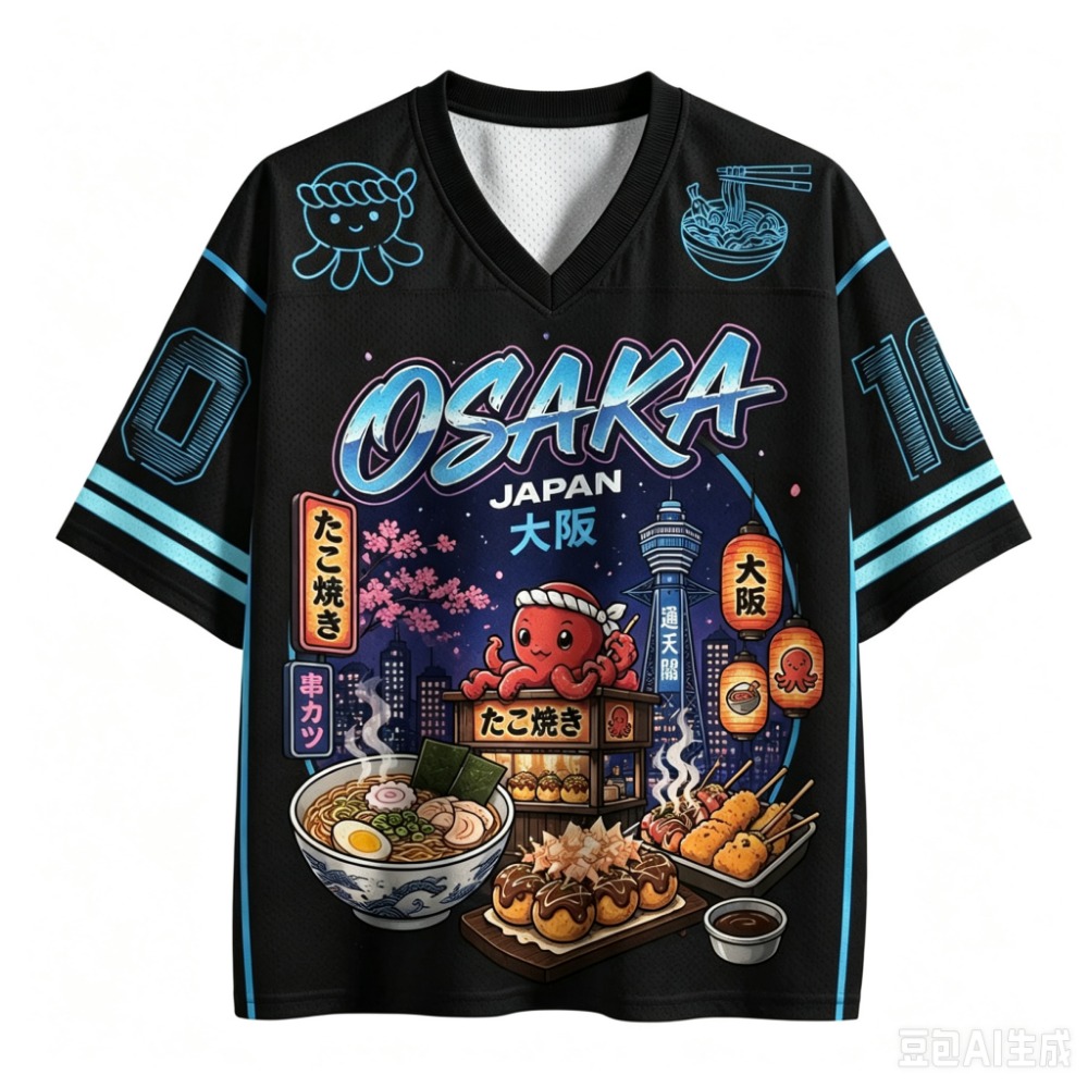 Street Fashion Osaka - Kaos V-neck Ukuran Besar Pria Motif