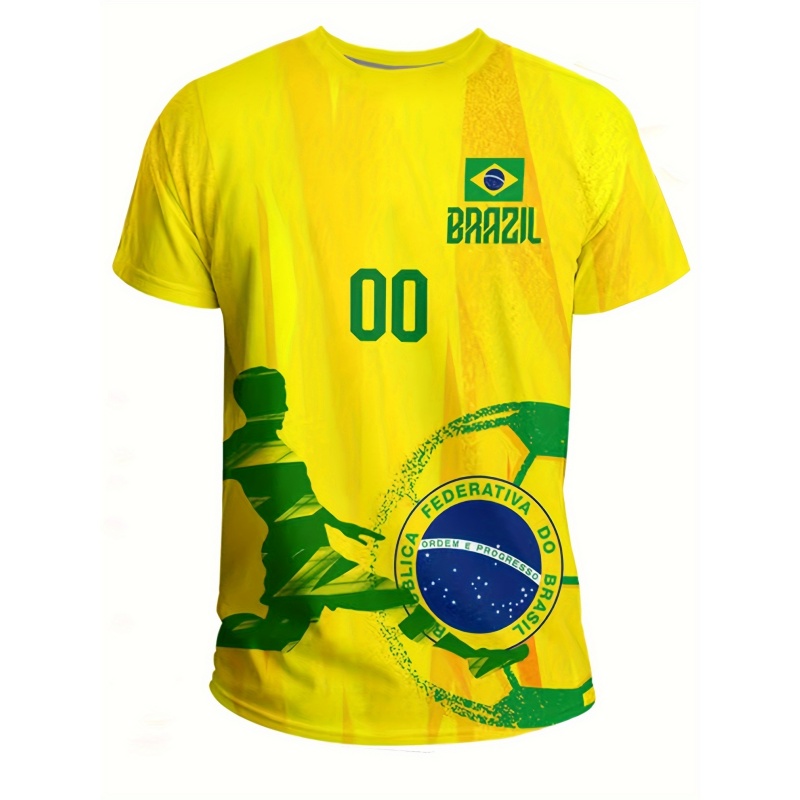 Kaos Olahraga Pria 3D Print Br - Street Fashion Brazil ulasan dan harga