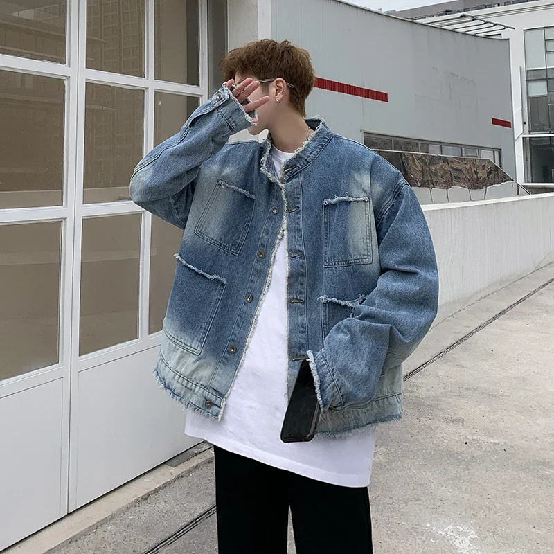 Jaket Denim Raw Edge Hip Pop R - Street Fashion Jacket Men ulasan dan harga
