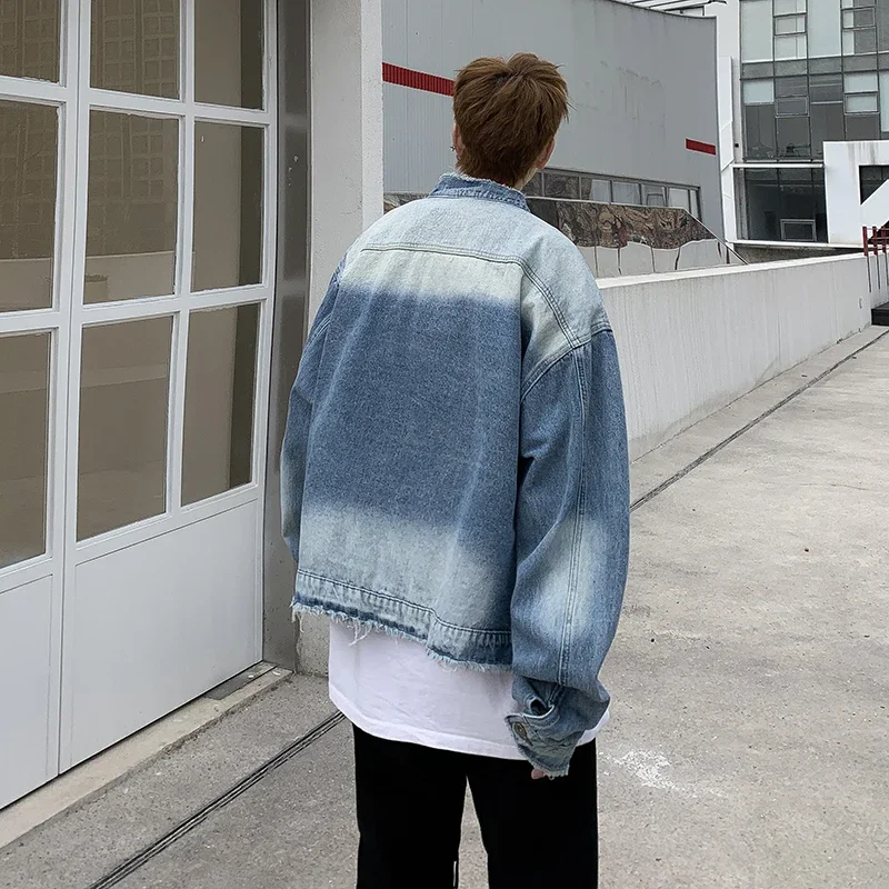 Jaket Denim Raw Edge Hip Pop R - Street Fashion Jacket Men ulasan dan harga
