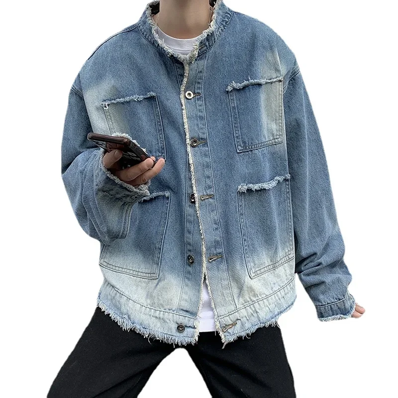 Jaket Denim Raw Edge Hip Pop R - Street Fashion Jacket Men ulasan dan harga