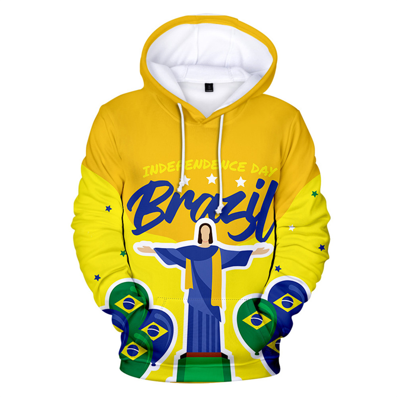 Hoodie motif 3D Hari Kemerdeka - Street Fashion Brazil ulasan dan harga