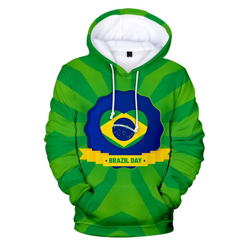Hoodie motif 3D Hari Kemerdeka - Street Fashion Brazil ulasan dan harga