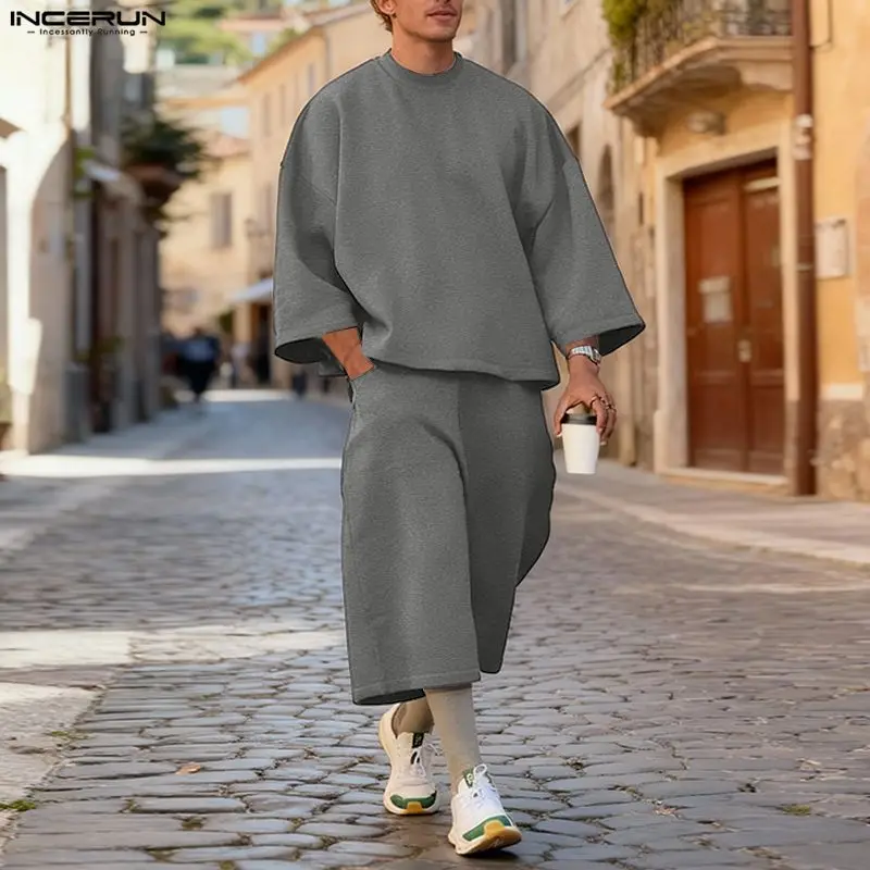 INCERUN Setelan Pria Warna Sol - Street Fashion Hoodie ulasan dan harga
