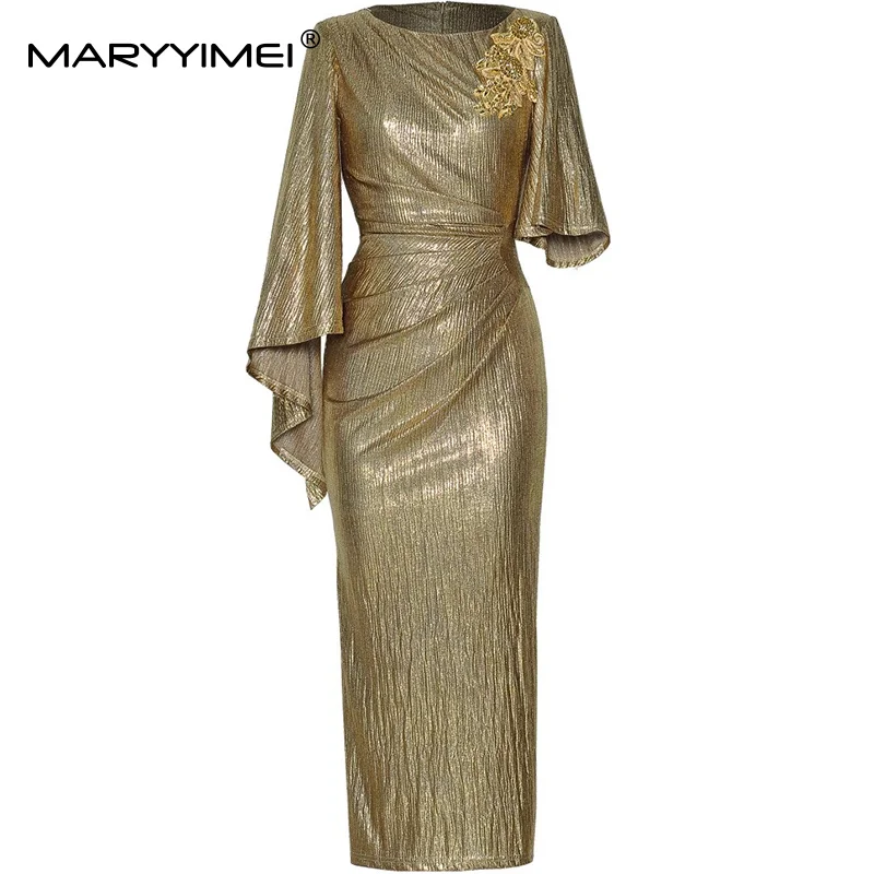MARYYIMEI Gaun Maxi Lengan Kup - Street Fashion Runway ulasan dan harga