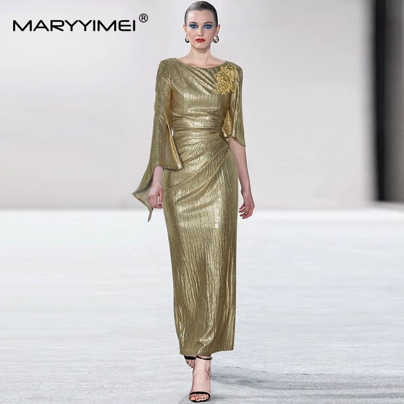 MARYYIMEI Gaun Maxi Lengan Kup - Street Fashion Runway ulasan dan harga