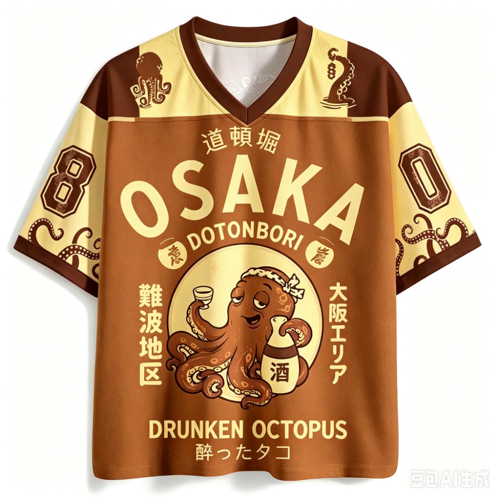 Kaos V-neck Pria Motif Gurita  - Street Fashion Osaka ulasan dan harga