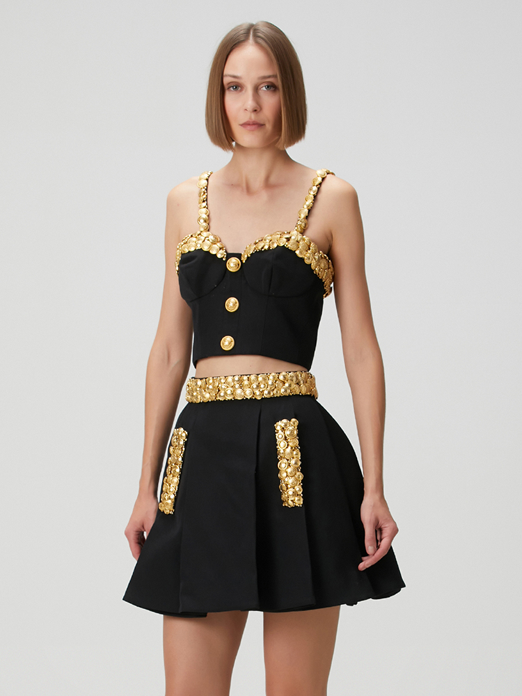 Setelan Gaun Dua Potong Warna  - Street Fashion Luxury ulasan dan harga