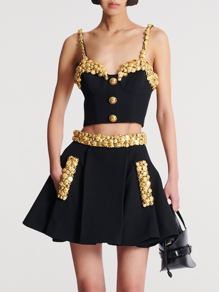 Setelan Gaun Dua Potong Warna  - Street Fashion Luxury ulasan dan harga