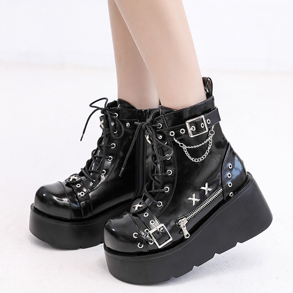 Sepatu Boots Wanita Model Goth - Street Fashion Brand ulasan dan harga