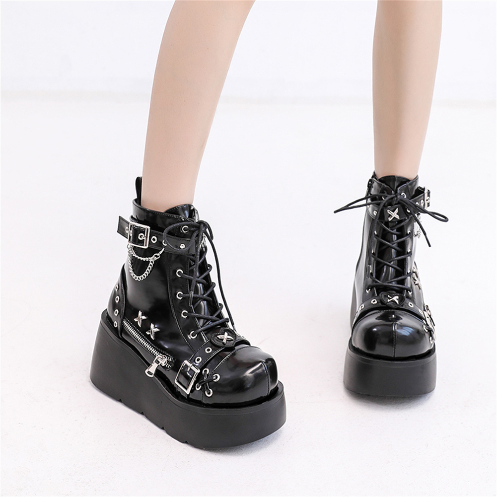 Sepatu Boots Wanita Model Goth - Street Fashion Brand ulasan dan harga