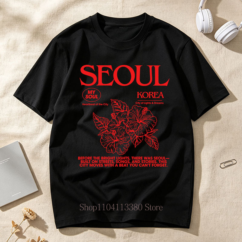 Kaus Gambar Hibiscus Seoul Gay - Street Fashion Of Seoul ulasan dan harga