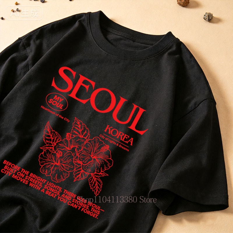 Kaus Gambar Hibiscus Seoul Gay - Street Fashion Of Seoul ulasan dan harga