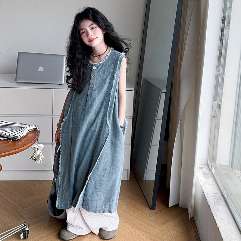 Gaun Denim Musim Panas Mewah A - Street Fashion Luxury ulasan dan harga