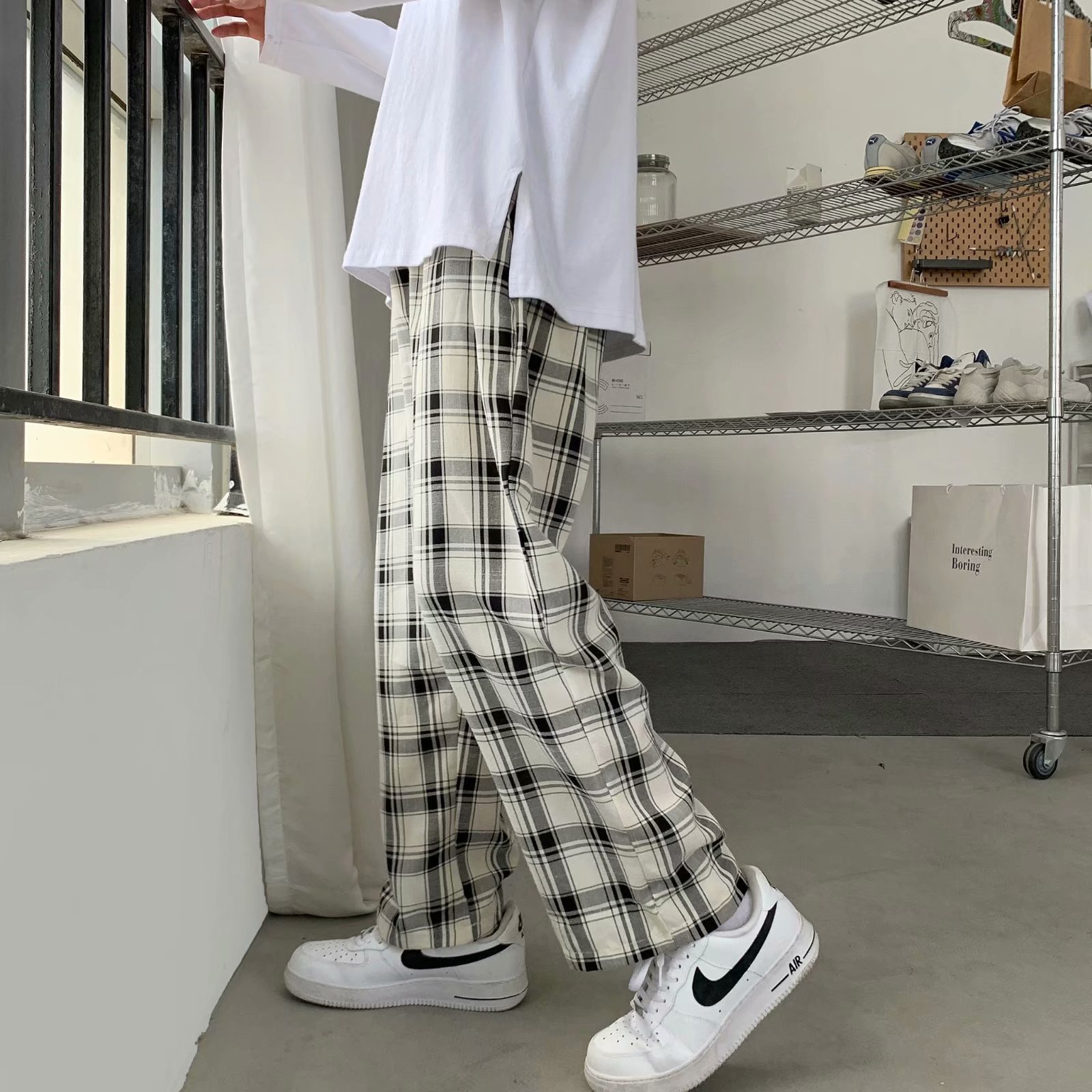Celana Pria Motif Kotak-kotak  - Cargo Pant Wide ulasan dan harga