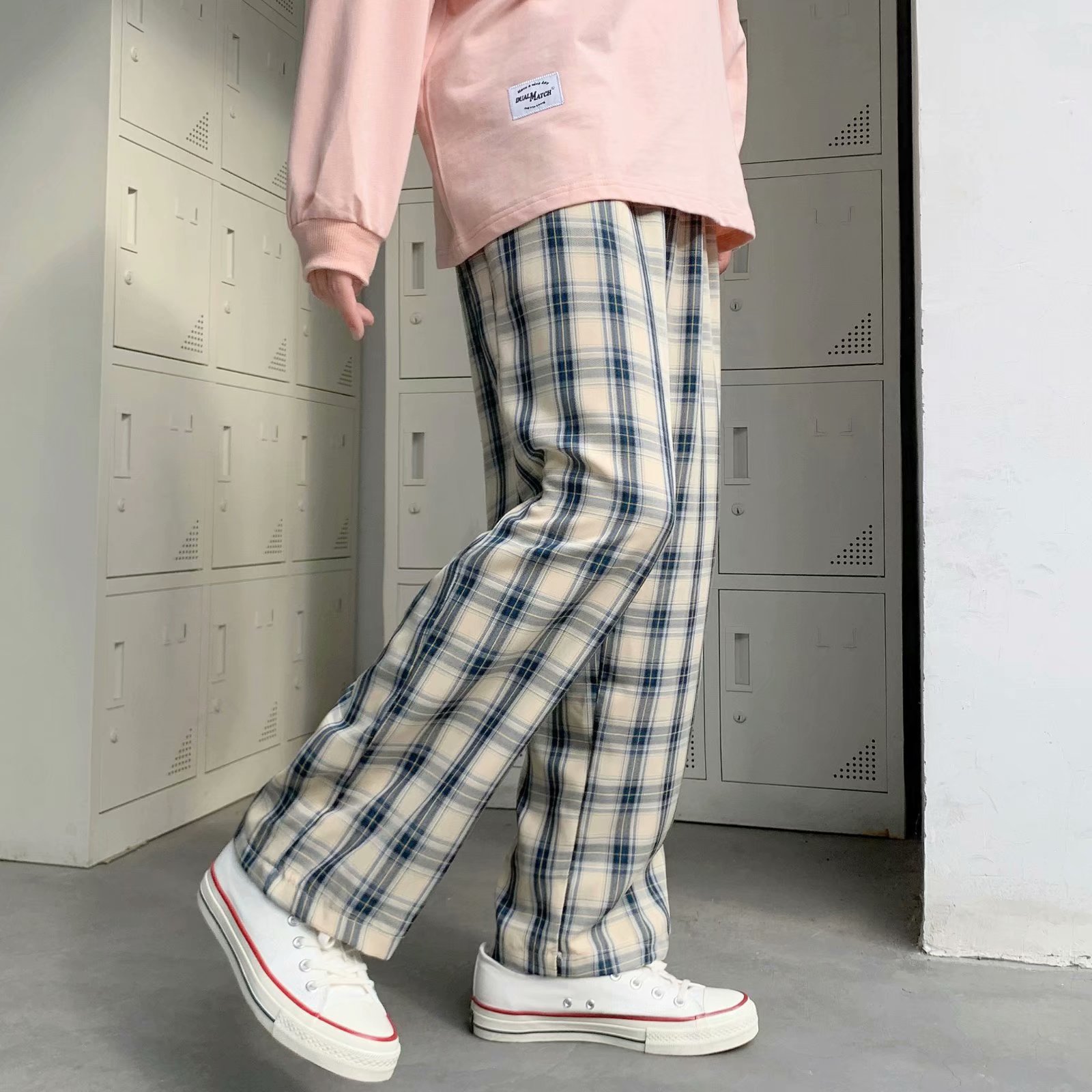 Celana Pria Motif Kotak-kotak  - Cargo Pant Wide ulasan dan harga